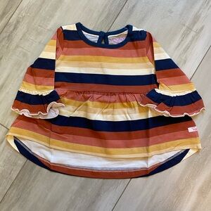 NWT RuffleButts Desert Horizon Stripe Bella High-Low Shirt, size 12-18 Months